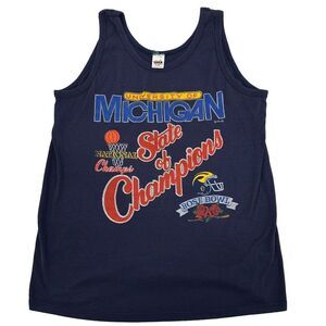 Vintage 80s 1989 Michigan Wolverines Mens Tank Top State Of Champions NCAA XL